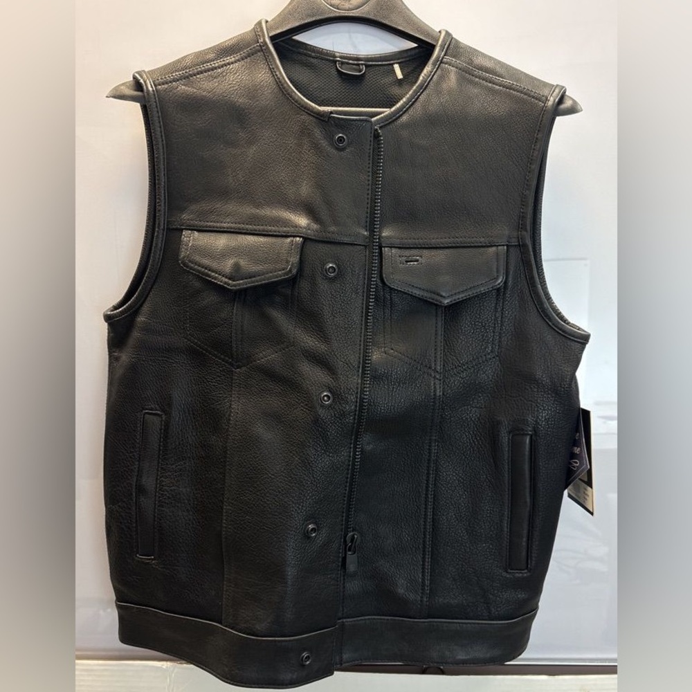 Men's Highside Leather Vest - First MFG Co Classics Platinum Small FIM638CPM